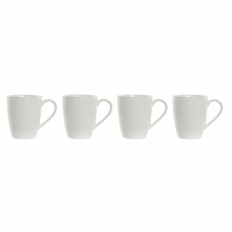 Ensemble de 4 mugs DKD Home Decor Naturel Bois d'hévéa Blanc Grès (300