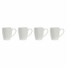 4 Piece Mug Set DKD Home Decor Natural Rubber wood White Stoneware (30