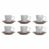 Ensemble de tasses à café DKD Home Decor Bleu Marron Grès (90 ml)