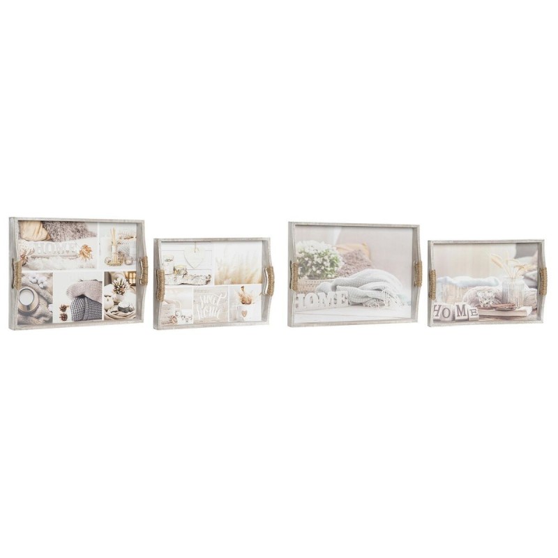 Set of trays DKD Home Decor Beige MDF Wood (2 Pieces) (40 x 30 x 6 cm)