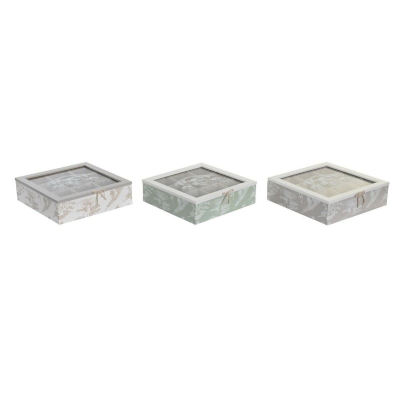 Box for Infusions DKD Home Decor Crystal Metal MDF (24,5 x 24,5 x 6 cm