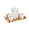 Piece Coffee Cup Set DKD Home Decor Natural Porcelain White Bamboo