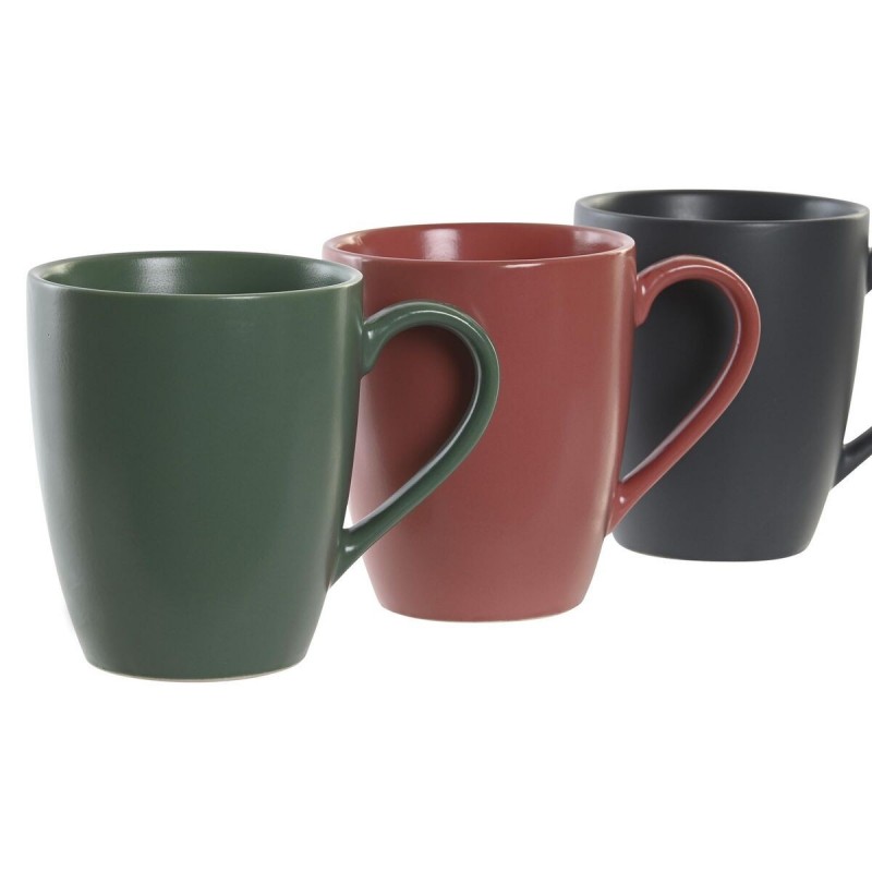 Ensemble de 4 mugs DKD Home Decor Rose Vert Gris foncé Grès (300 ml)