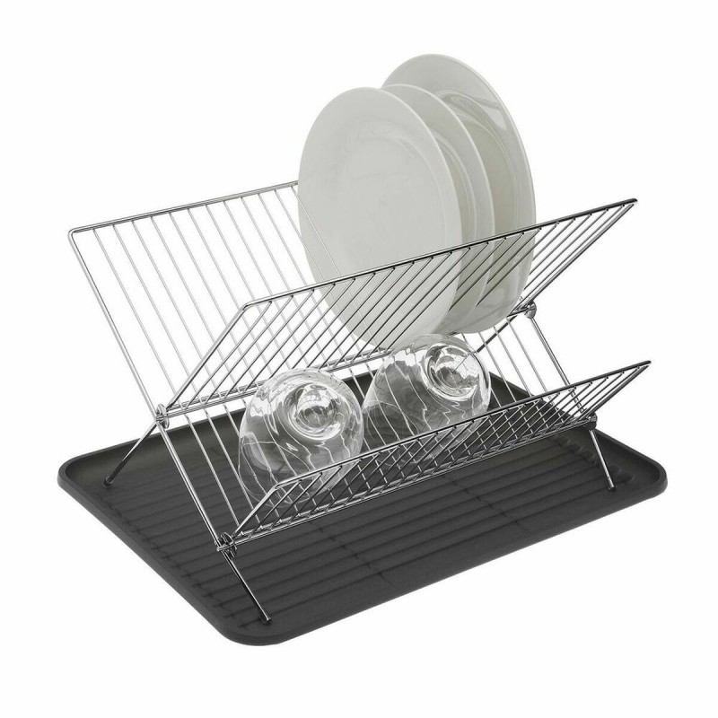 Draining Rack for Kitchen Sink Versa Lenny Plates Grey Steel Iron poly