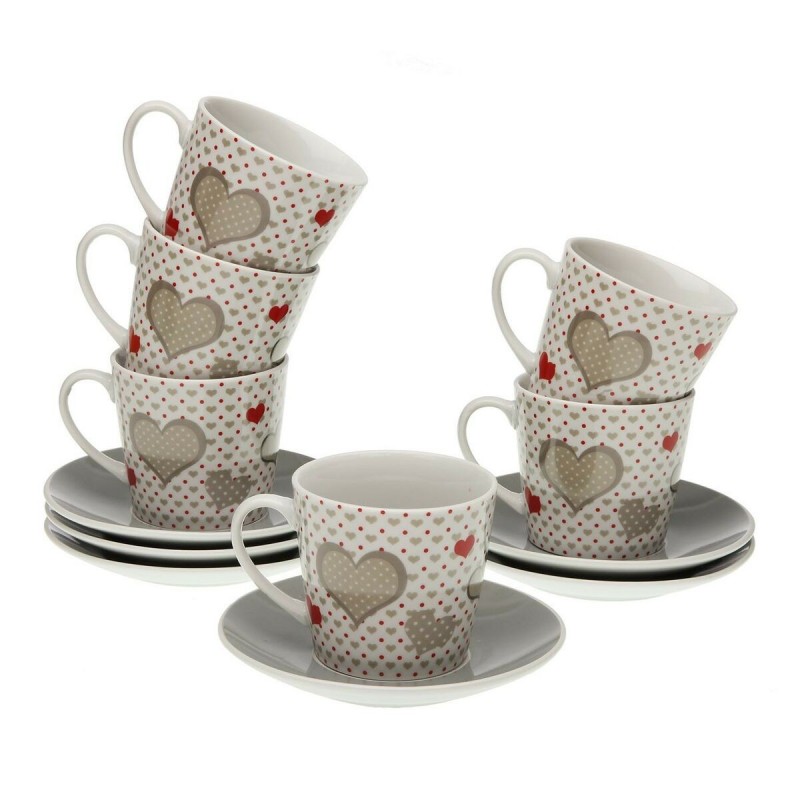 Set of Mugs with Saucers Versa Sweet Porcelain (6 Pieces) (9 x 14 x 14