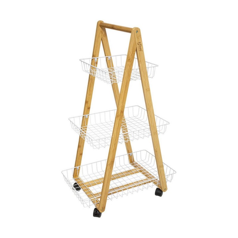 Kitchen Trolley 5five Blanc Kitchen White/Natural (55 x 54,5 x 35,5 cm