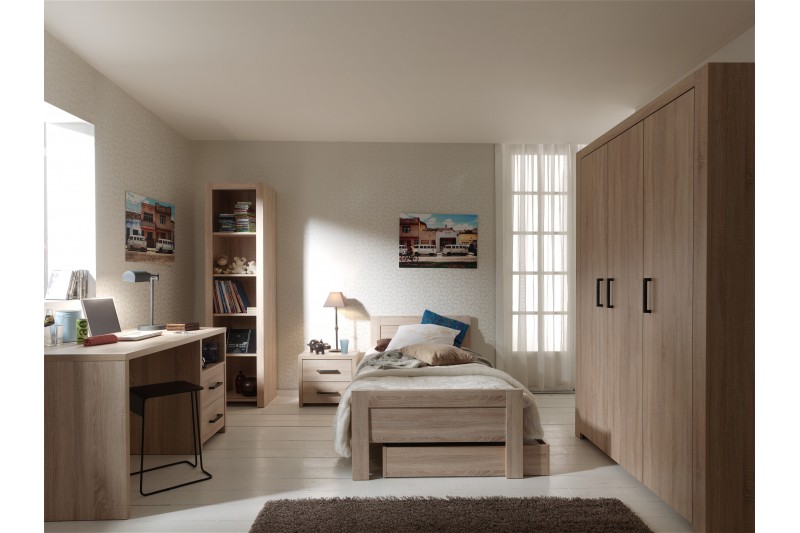 Chambre complète Lit enfant 90x200 cm +Chevet +ARM 3 portes +Bureau