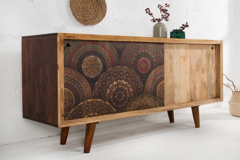 Bahut 160cm design mandala en bois massif