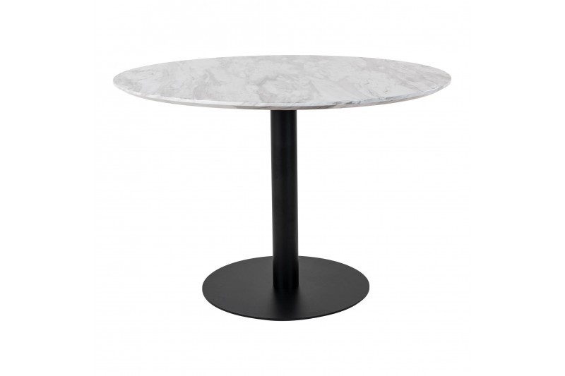 Table à manger ronde 110cm aspect marbre coloris gris