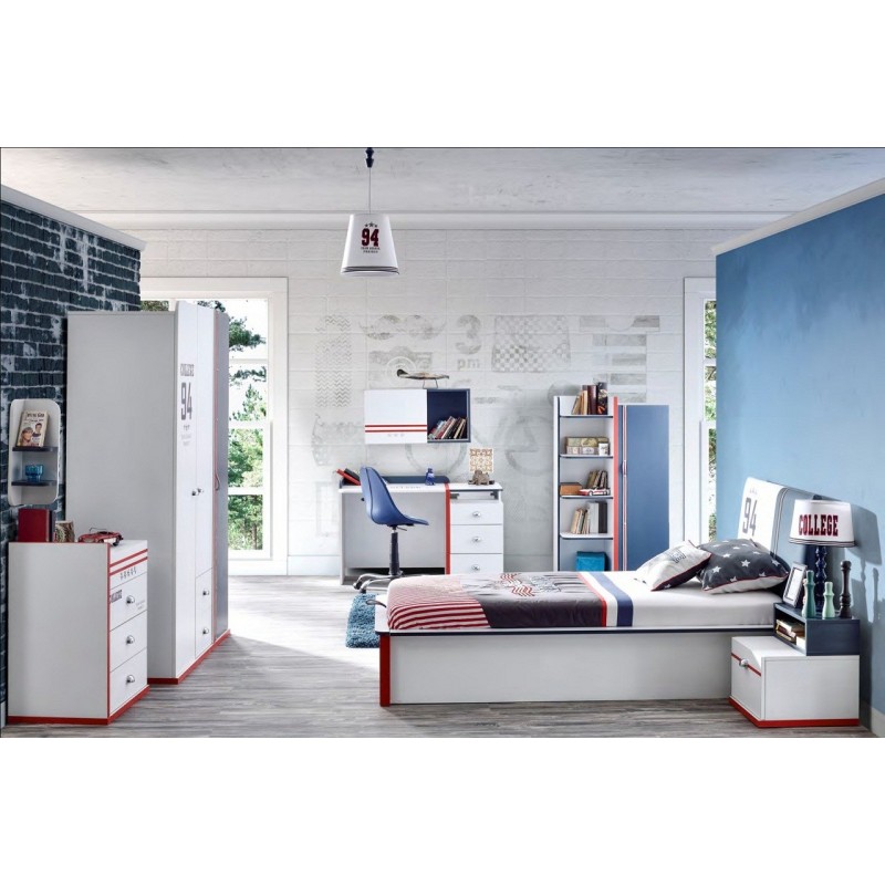 Chambre complète pour junior coloris blanc et bleu